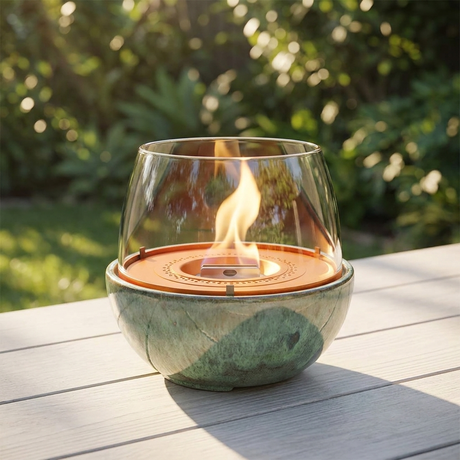 Tenderflame Tulip 18 Reactive Glaze Green — outdoor setting