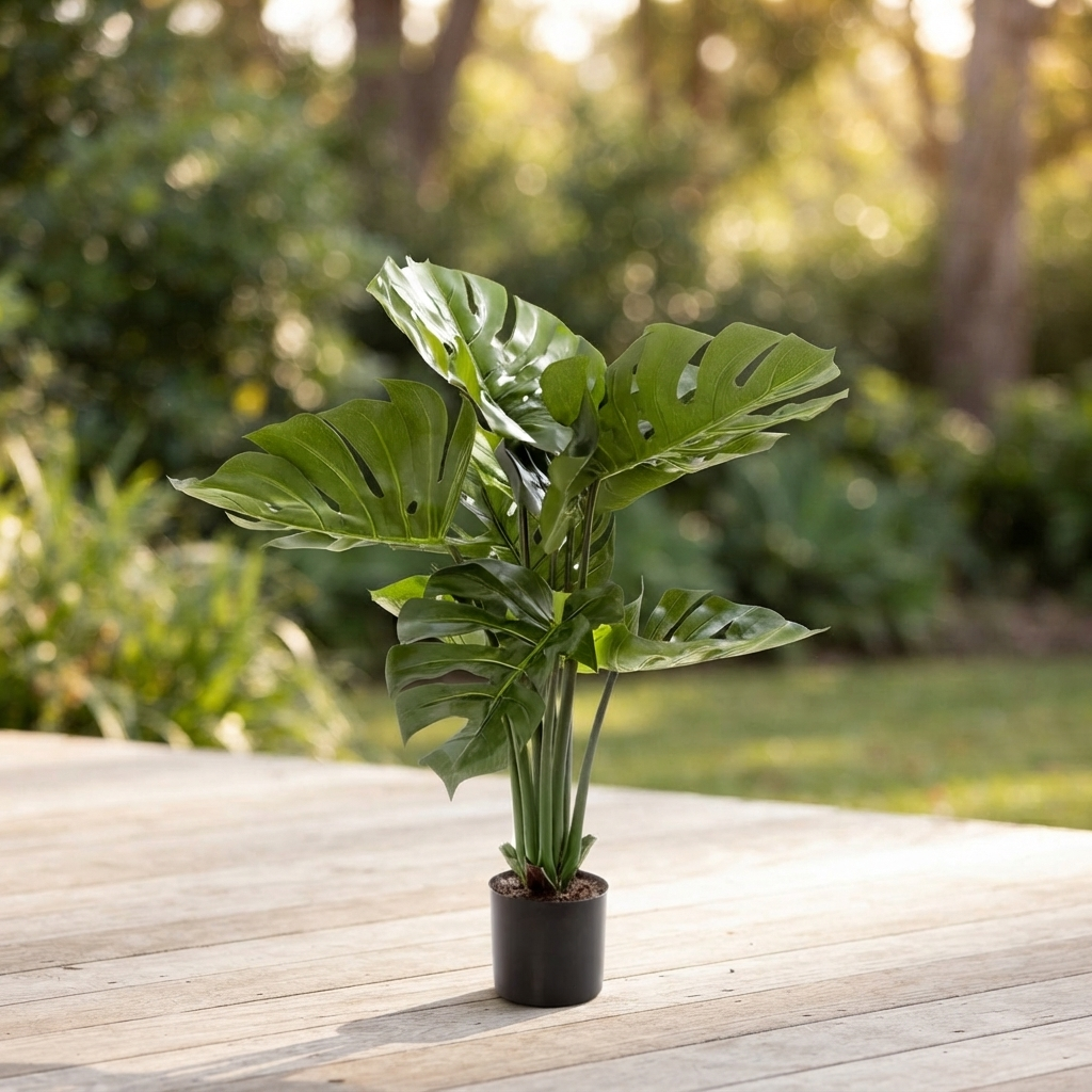 Monstera Split Philo Potted 63cm — outdoor setting
