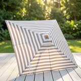 Replacement Canopy for 2m Bamboo Umbrella - Taupe and White Stripe — outdoor setting