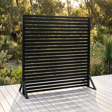 Privacy Screen 180cm x 183cm - Black — outdoor setting