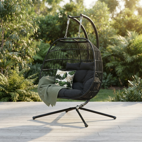 Snug Steel Hanging Chair - Black — outdoor setting
