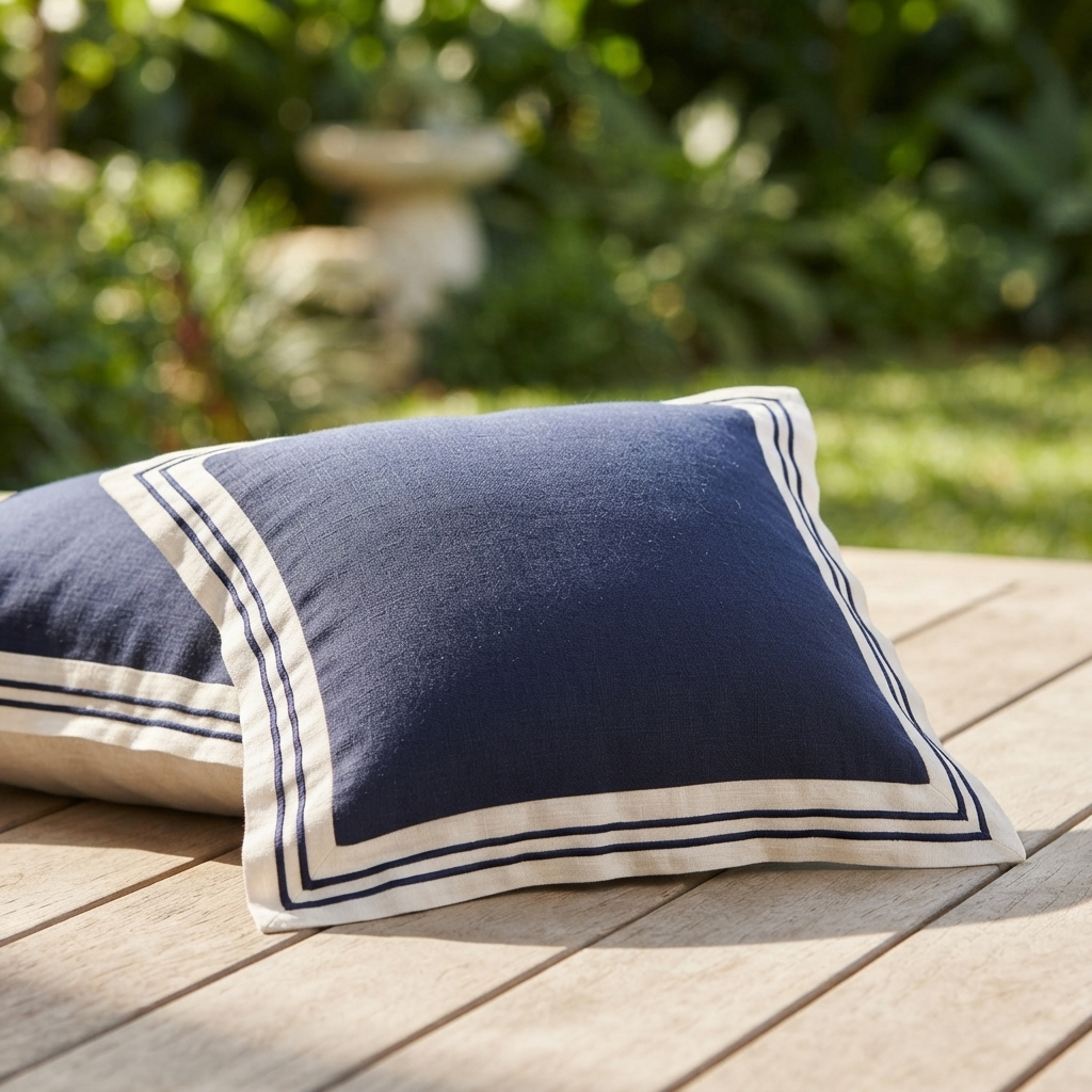 Linen Navy Milano - Indoor Cushion (50 x 50) — outdoor setting