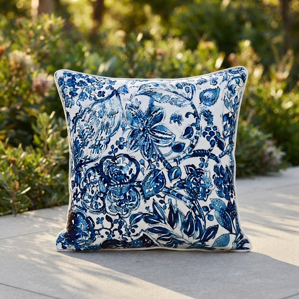 Blue Garden 45x45 Outdoor Cushion — outdoor setting