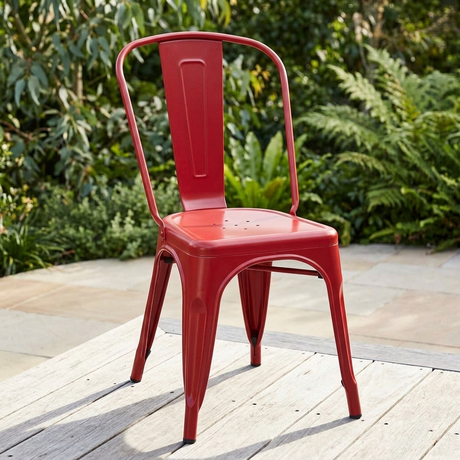Paris Tolix Chair - Red — outdoor setting