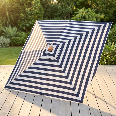 Replacement Canopy for 2m Aluminium Umbrella - Navy and White Stripe — outdoor setting