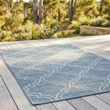 Jinju Blue Trellis Polypropylene - Outdoor Rug — outdoor setting