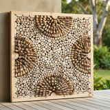 Teak Wall Art Square - Tanaman — outdoor setting