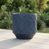 Izel Planter 12 x 12 Navy — outdoor setting