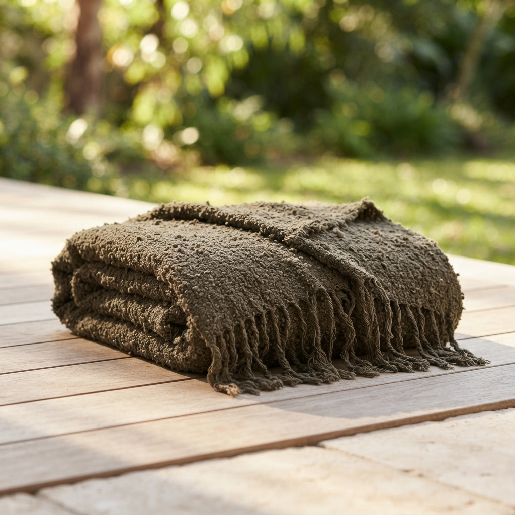 Burbuja Cot Blend Throw — outdoor setting