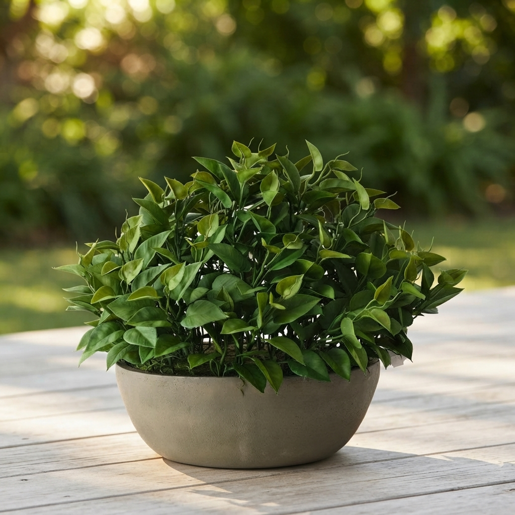 Philodendron Plant in Bowl — outdoor setting