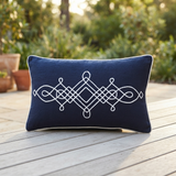 Linen Cape Cod Navy - Indoor Cushion (30 x 50) — outdoor setting