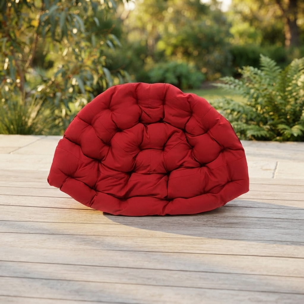 Kakadu Cushion Red — outdoor setting