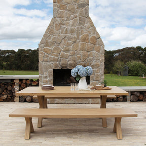Ravenne 3pc Table and Bench Dining Setting - Timber Look