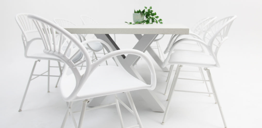 Drift Fantail 9pc Terrazzo Dining Setting