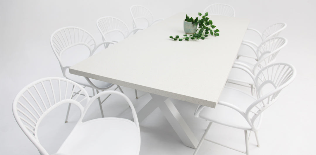 Drift Fantail 9pc Terrazzo Dining Setting