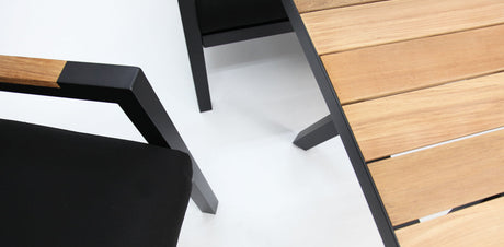 Esperance 4pc Lounge Setting with Sunbrella Fabric and Teak - Black