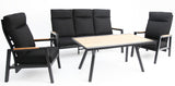 Esperance 4pc Lounge Setting with Sunbrella Fabric and Teak - Black