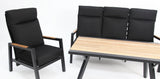 Esperance 4pc Lounge Setting with Sunbrella Fabric and Teak - Black