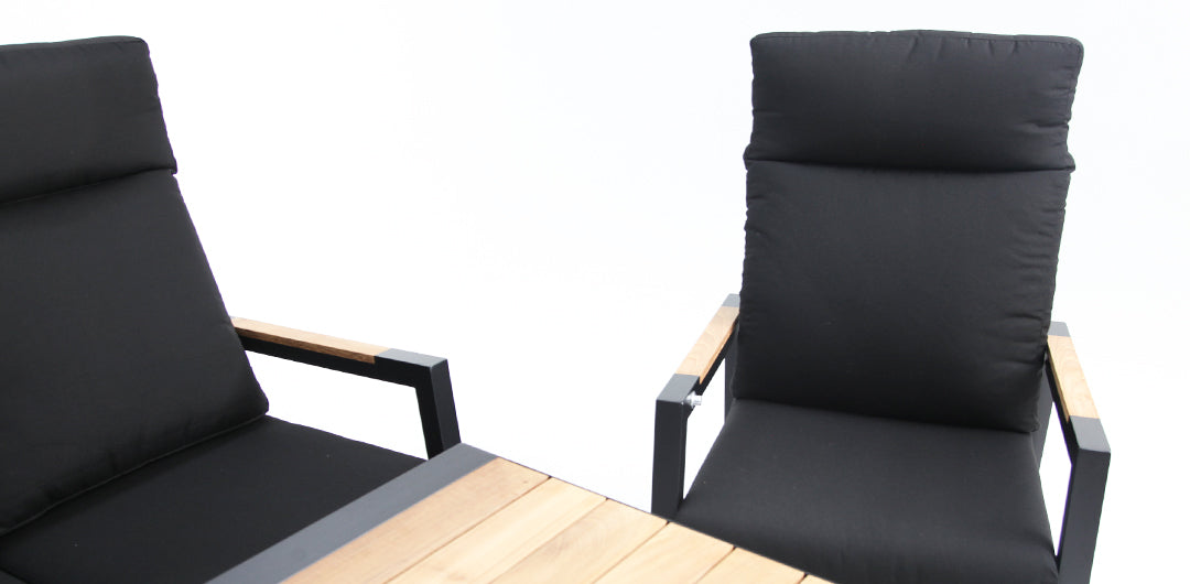 Esperance 4pc Lounge Setting with Sunbrella Fabric and Teak - Black