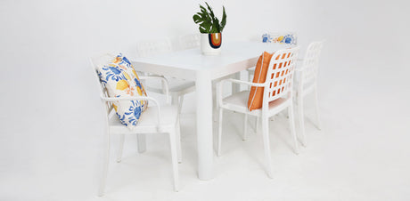 Frankie Azura 7pc Dining Set with Armchairs - White