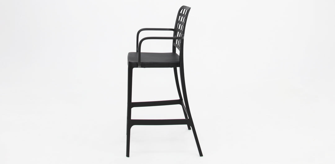 Frankie Resin Barstool with Arms - Black
