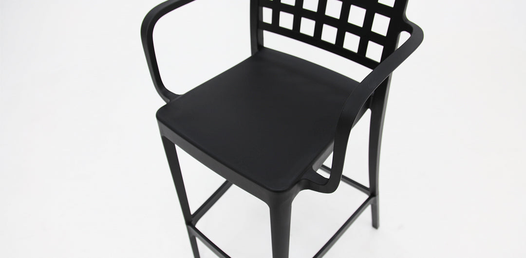 Frankie Resin Barstool with Arms - Black