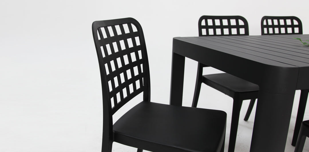 Frankie Azura 7pc Dining Set Armless - Black