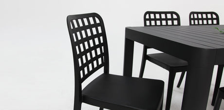 Frankie Azura 7pc Dining Set Armless - Black
