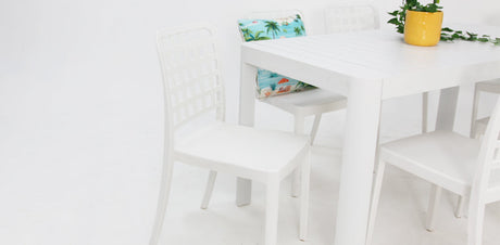 Frankie Azura 7pc Dining Set Armless - White
