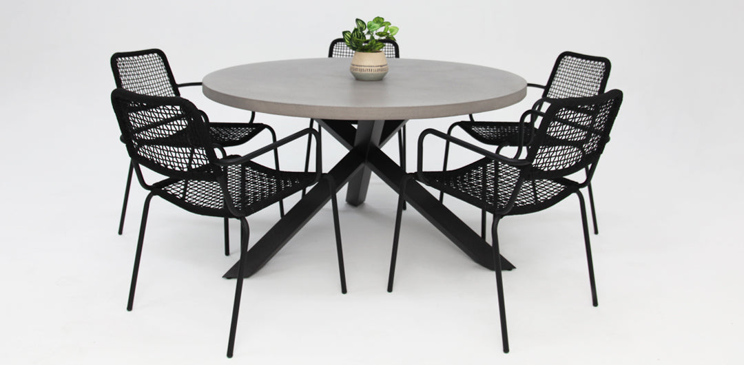 Milano Bahamas Round 6pc Dining Setting - Black