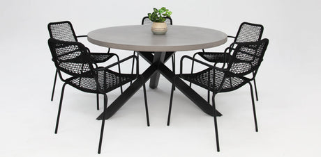 Milano Bahamas Round 6pc Dining Setting - Black