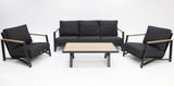 Milton 4pc Aluminium Lounge Setting - Black