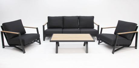 Milton 4pc Aluminium Lounge Setting - Black
