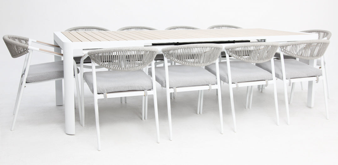 Octavia 11pc Extendable Dining Setting - White