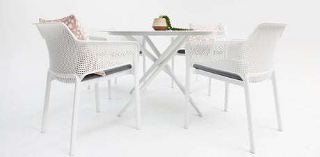 Persia Bailey Armchair Round 5pc Dining Setting - White