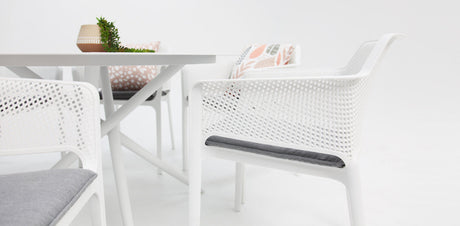 Persia Bailey Armchair Round 7pc Dining Setting - White