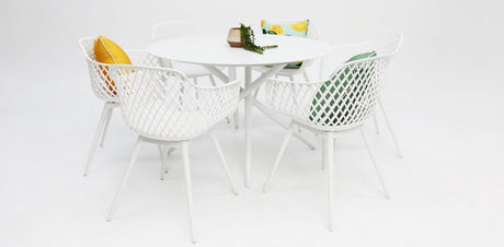 Persia Java Round 7pc Dining Setting - White