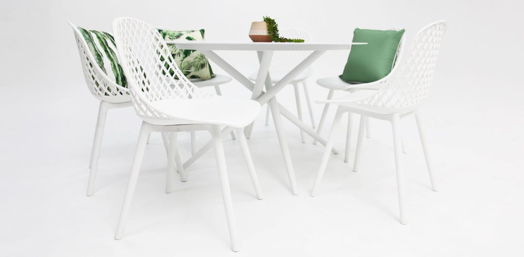 Persia Round 7pc Dining Setting - White