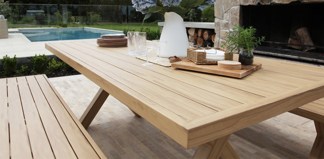 Ravenne 3pc Table and Bench Dining Setting - Timber Look