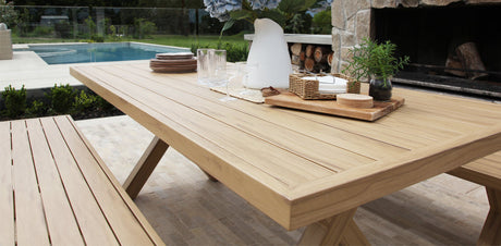 Ravenne 3pc Table and Bench Dining Setting - Timber Look