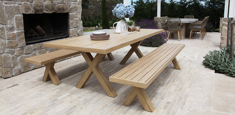 Ravenne 3pc Table and Bench Dining Setting - Timber Look