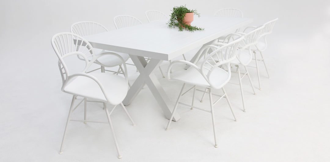 Ravenne Fantail 9pc Dining Setting - White