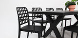 Ravenne Frankie 9pc Dining Setting with 2 x Armchairs - Black