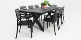 Ravenne Frankie 9pc Armchair Dining Set - Black
