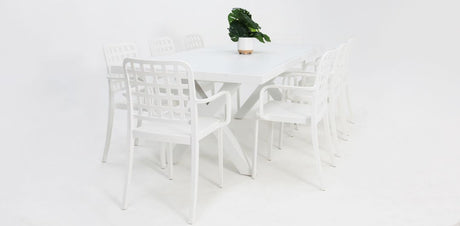 Ravenne Frankie 9pc Armchair Dining Set - White