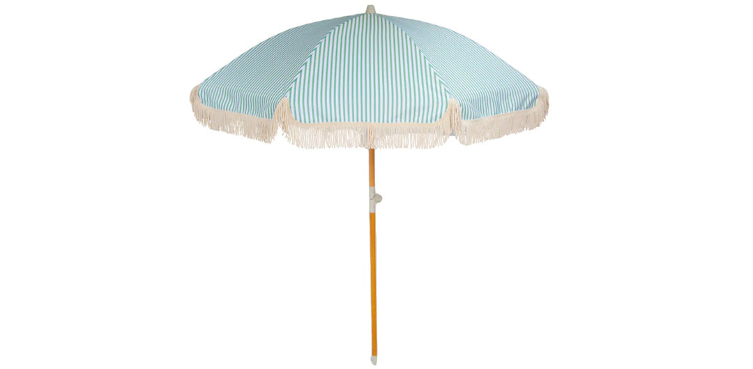 Sage Green and White Stripe Beach Umbrella