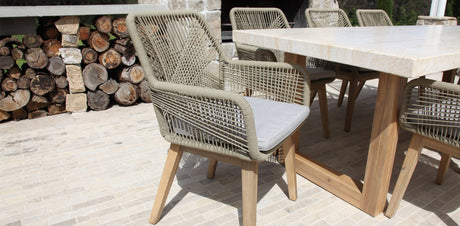 Veltis Albenga 9pc Travertine Dining Setting