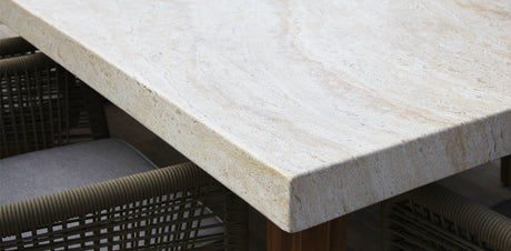 Veltis Albenga 9pc Travertine Dining Setting