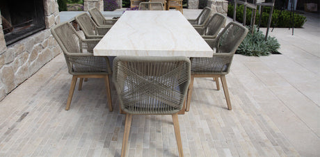 Veltis Albenga 9pc Travertine Dining Setting