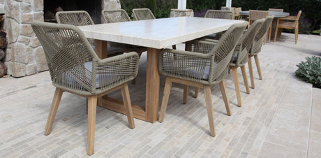 Veltis Albenga 9pc Travertine Dining Setting